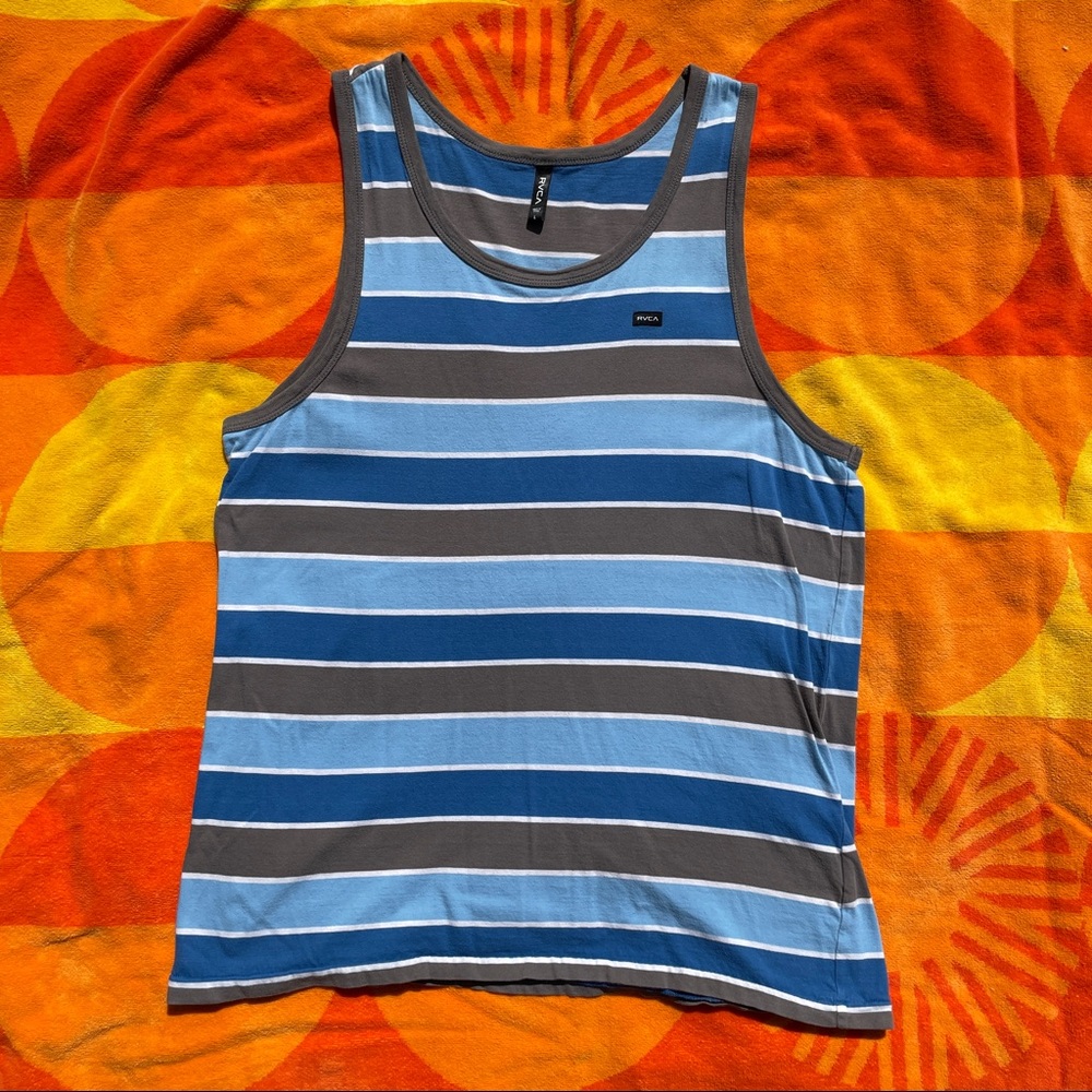 Light / Dark Blue & Gray Striped RVCA Tank-Top